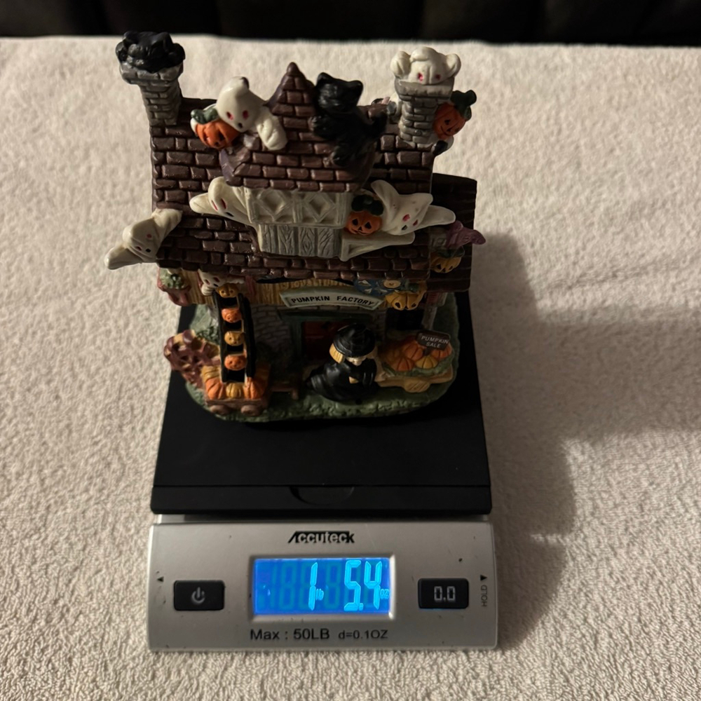 Vintage Halloween Pumpkin Factory Ceramic Village House Haunted Ghost Witch - Picture 8 of 8